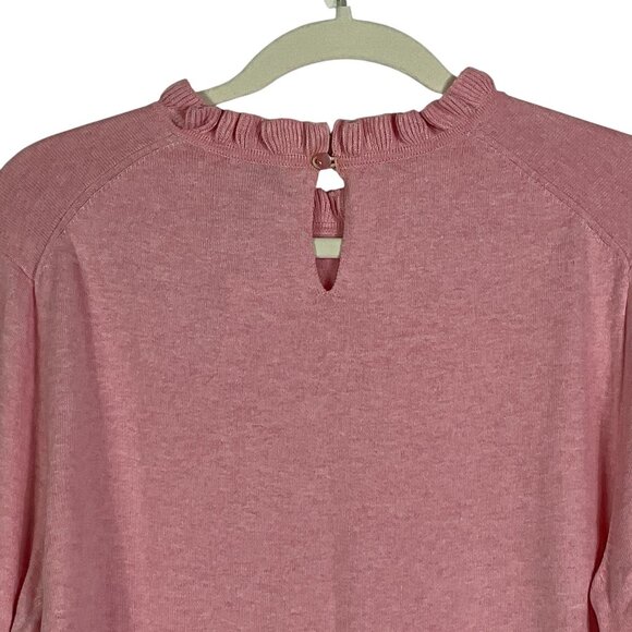 NWT J. Crew Factory Ruffleneck Sweater, XL, Heather Hibiscus, 100% Cotton - Picture 3 of 10